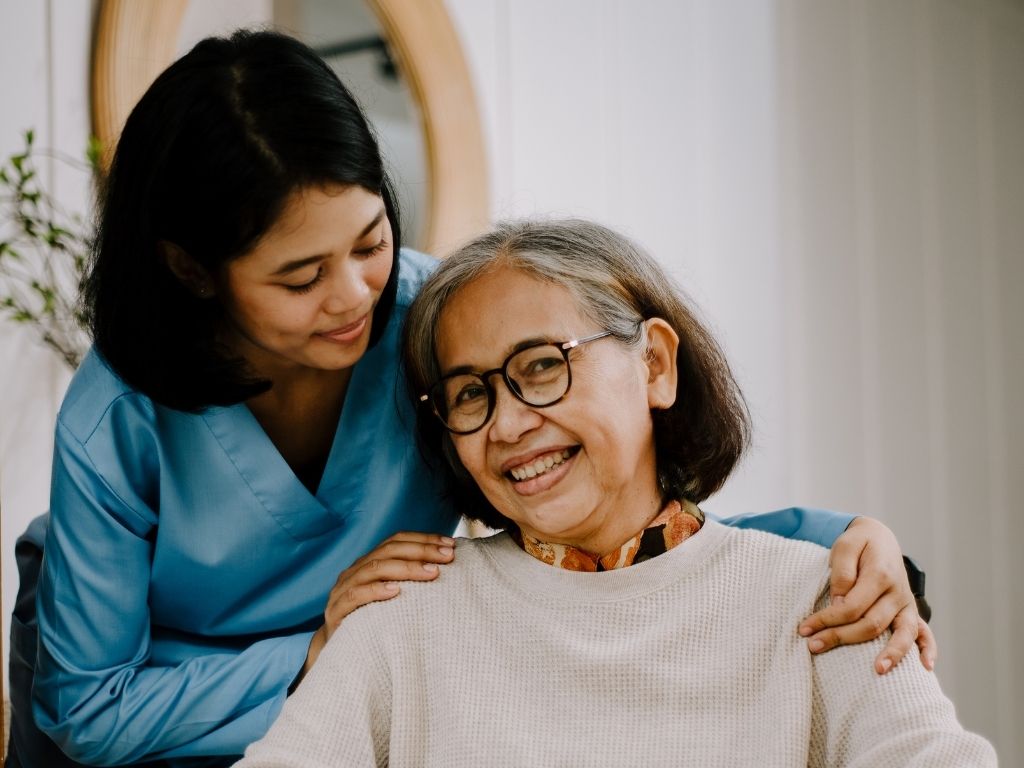 caregiver providing senior home care in Riverside county