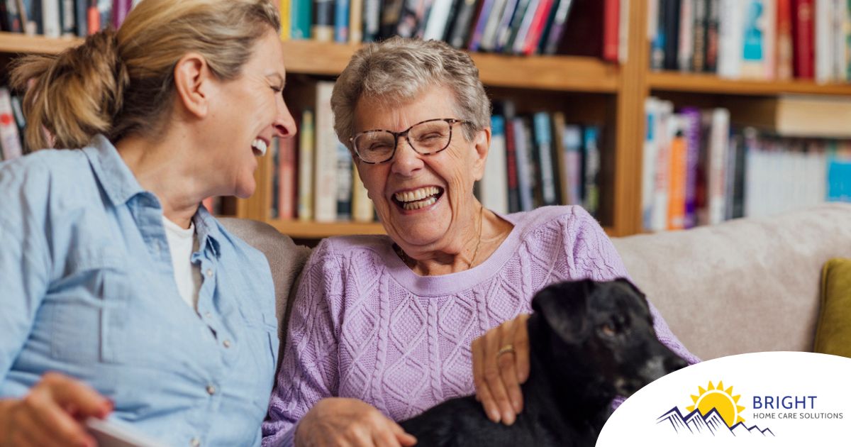 Through dementia care at home, a caregiver provides support to a senior.